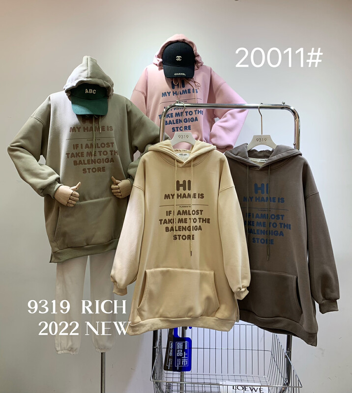 Live ②!【9319】Hooded letter plus fleece comfortable pullover sweater 20011# L