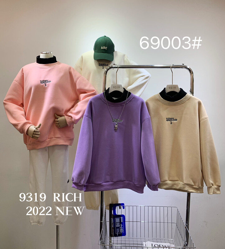 Live ③!【9319】Northern velvet letters embroidered half turtleneck sweater 69003# L