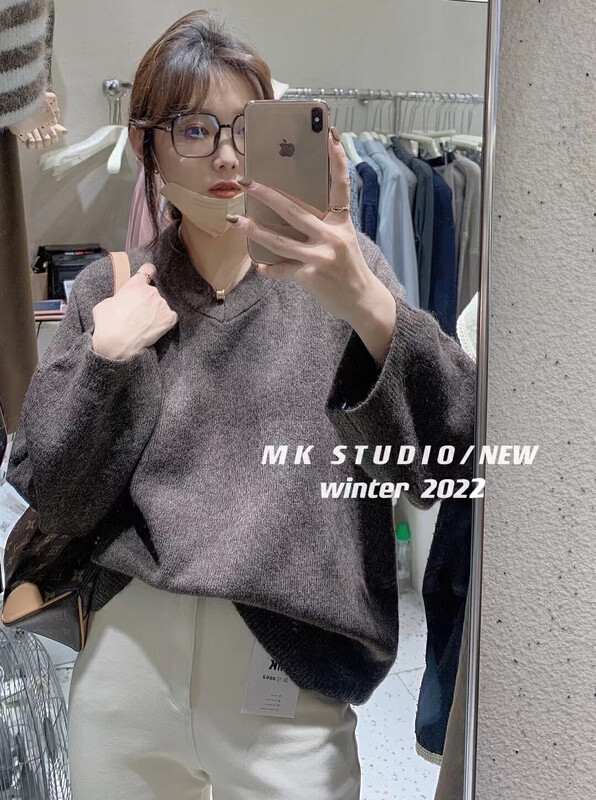 【CHEN/MK】Korea Dongdaemun V-neck slim warm sweater s081# HJY