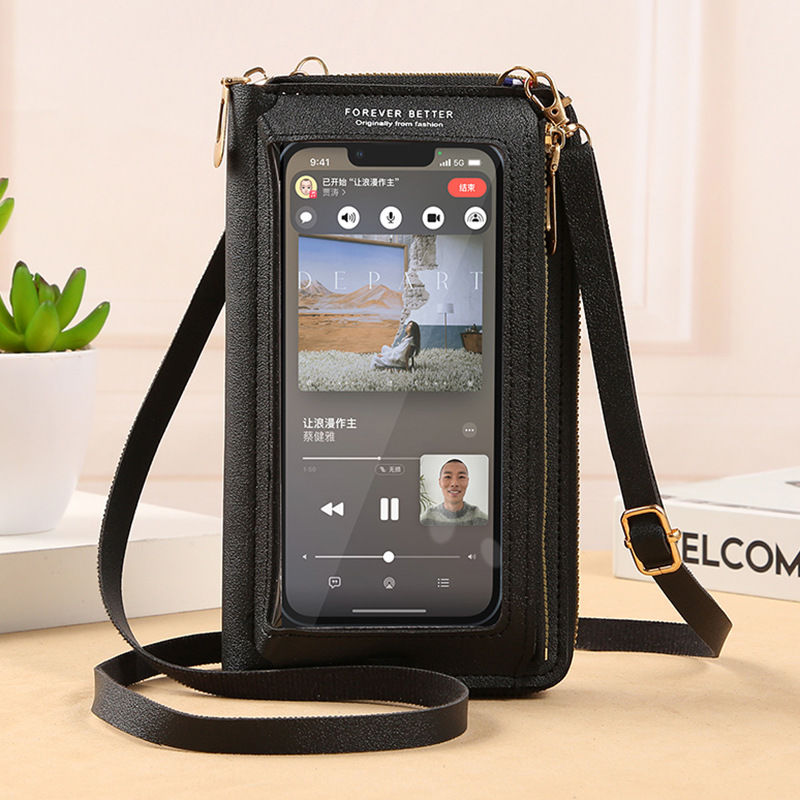 2022 touch screen mobile phone bag women's diagonal anti-theft multi-functional single shoulder all-match transparent mini bag wallet mobile phone bag