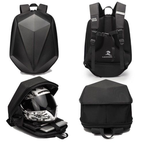 Motorcycle Riding Backpack Shoulder Rider Motorcycle Bag Men's Motorbike Hard Shell Helmet Bag Computer Bag Carbon Fiber Pattern Waterproof