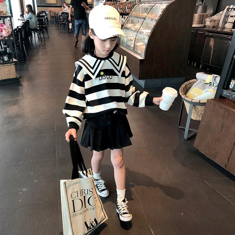 Girls sweater autumn new 2021 baby Korean version loose doll collar top children's foreign style long-sleeved bottoming shirt