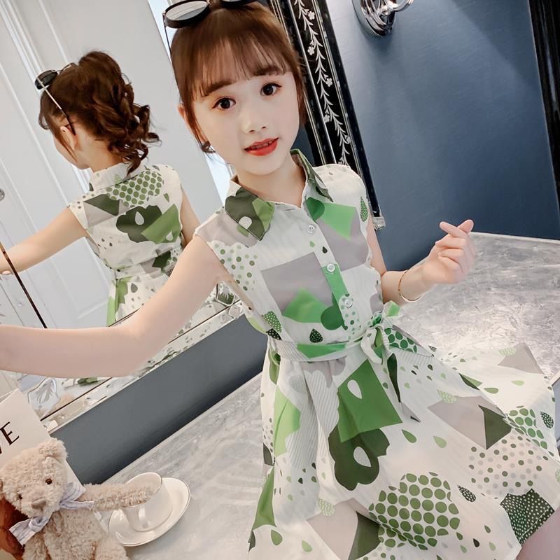 Girls dress 2022 summer new children's foreign style net red big children's clothing girl summer sleeveless princess skirt