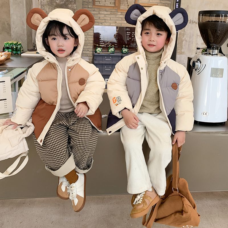 Muyinshu/MothinSU new children's color-blocking thickened down padded jacket for boys and girls winter warm jacket