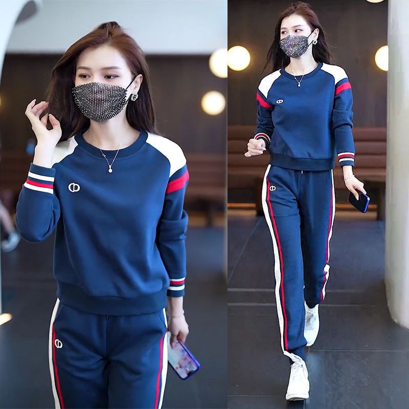 Fashion casual sports suit women's clothing 2022 spring and autumn new sweater sweatpants round neck long sleeves loose two-piece suit