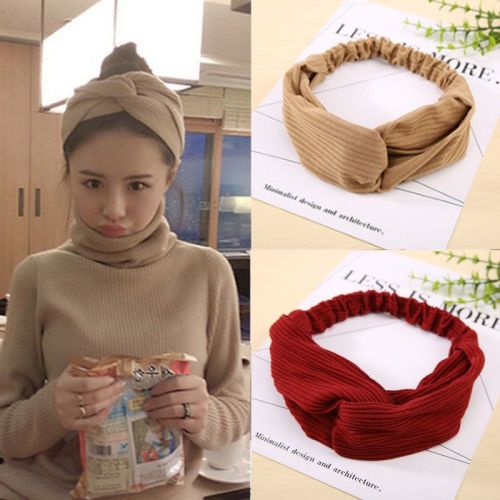 Korean version of cross elastic headband knitted autumn and winter headband headband ladies hair accessories simple trend wash face hairband headdress