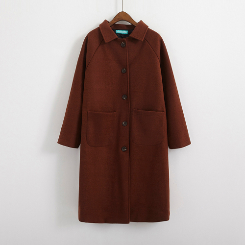 Quality Inspection of Long Wool Outerwear in the Pocket of Korean Basic Single-row Button Wool Overcoat in Winter