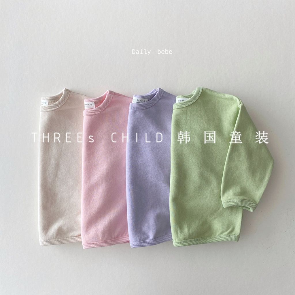 Korean children's clothing 2022 spring clothing boys and girls T-shirt female baby cotton top children's round neck long sleeves 1-2-3 years old