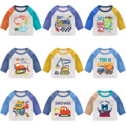 Children's long-sleeved T-shirt pure cotton autumn boys baby small and medium-sized girls' clothes cartoon top clothes spring and autumn clothes bottoming shirt t
