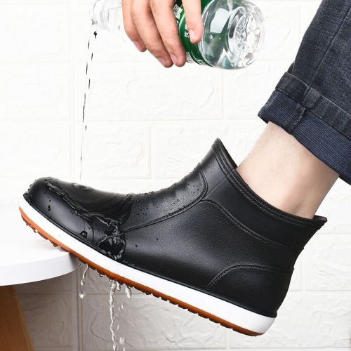 Fashion short tube rain boots men's waterproof adult work water boots kitchen non-slip thick-soled overshoes rain boots integrated water shoes men