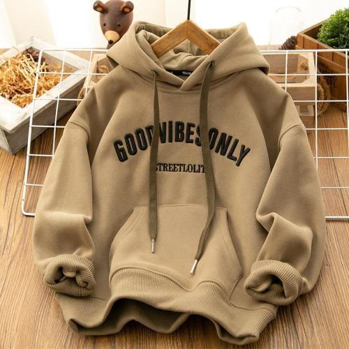 Babyfeet children's clothing boys plus velvet thickened sweater autumn and winter new middle and big boys boy hooded top Korean version handsome