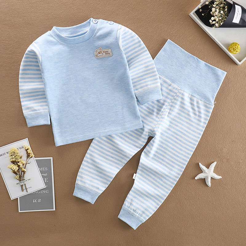 Children's underwear pure cotton autumn clothes long johns female treasure high waist belly protection suit baby spring and autumn pajamas boys warm base