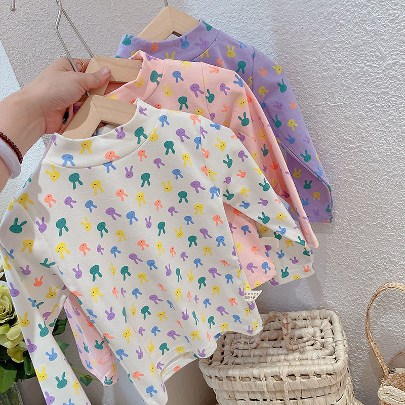 Small and medium children's foreign style baby tops trendy bottoming shirt children's clothing baby autumn clothing new female Korean version of children's cotton long sleeves