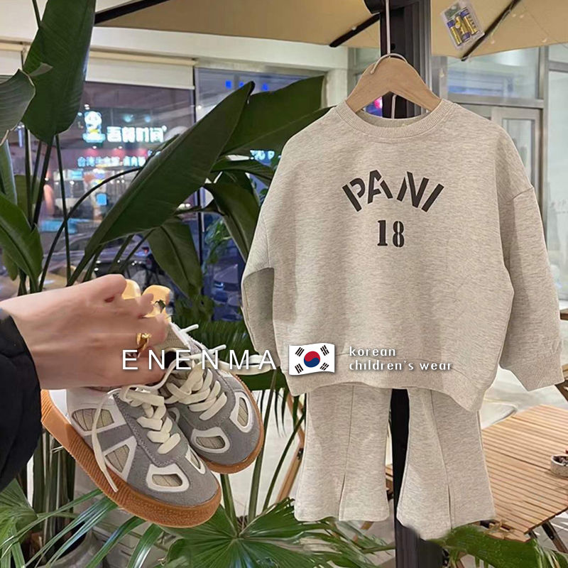 One-piece/two-piece set Korean children's clothing 2022 autumn style girls' fashion letter printing sweater children's foreign style all-match