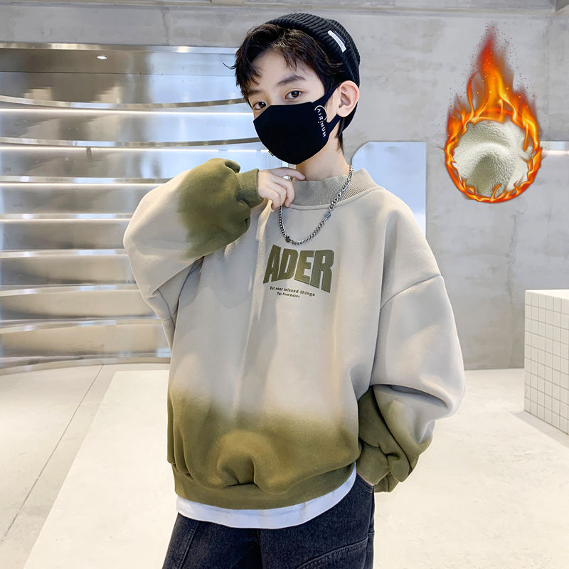 Babyfeet boys autumn and winter fleece sweater 2022 new children's winter thickened one-piece fleece bottoming big children's trend