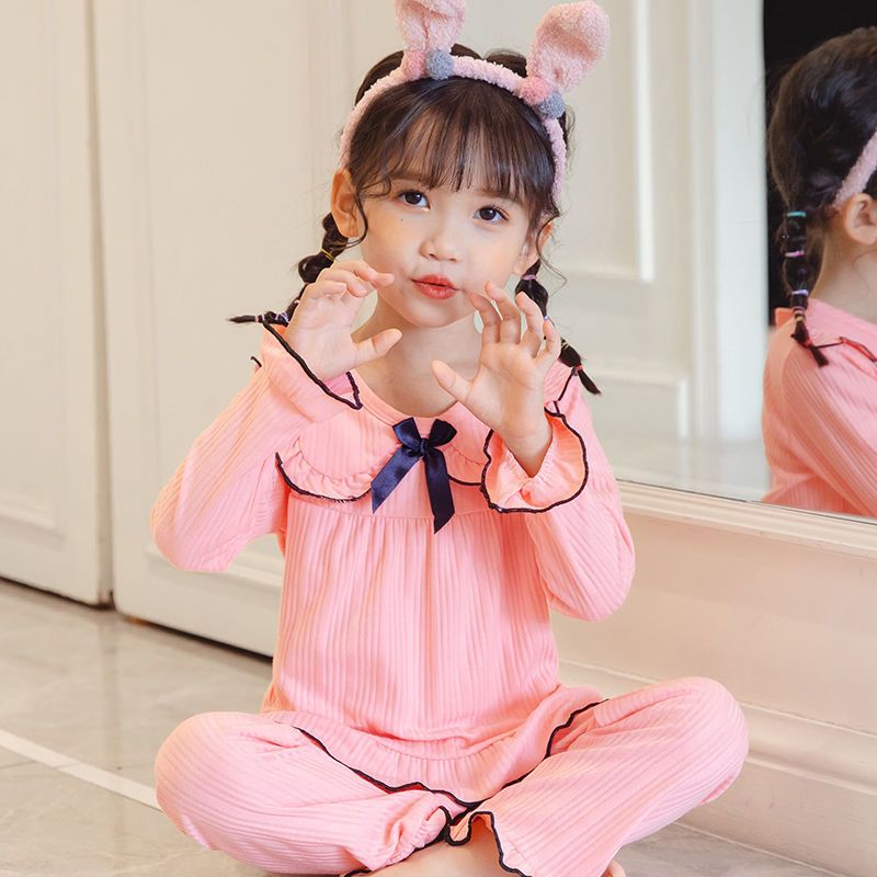 Children's pajamas long-sleeved suit children's pajamas female princess style cartoon middle and big children mother and daughter parent-child home clothes