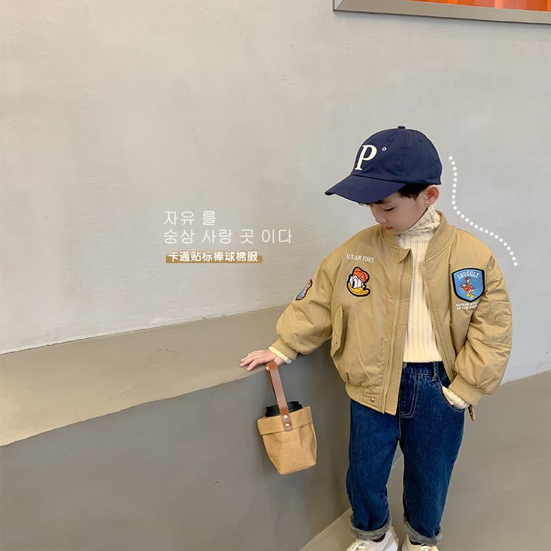 Boys' autumn and winter baseball uniforms 2023 new children's thickened jacket cotton clothes Korean version of children's clothing baby coat tide