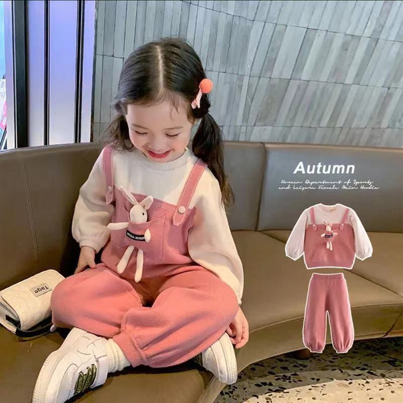Children's clothing girl's suit 2021 winter new trendy children's Korean version of net red autumn clothing German velvet warm two-piece suit trendy