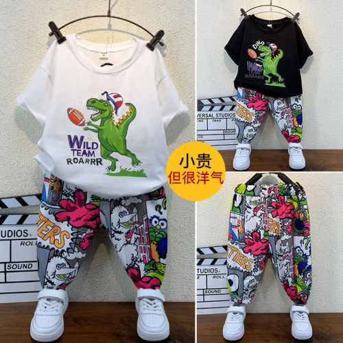 Trendy children's clothing boy suit summer Korean version  new handsome baby clothes foreign style small children's short-sleeved summer clothing