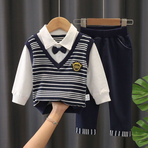 British style foreign style boy's suit autumn new style foreign style suit gentleman children baby spring and autumn two-piece suit