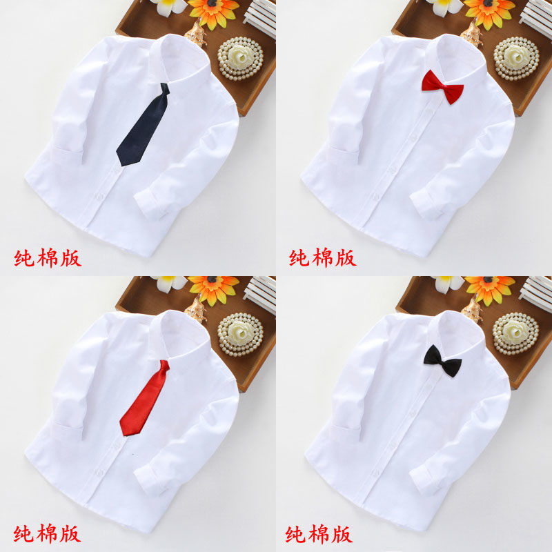 Children's white shirts, girls' lapel tops, students, boys, long-sleeved school uniforms, girls' all-match costumes, short-sleeved