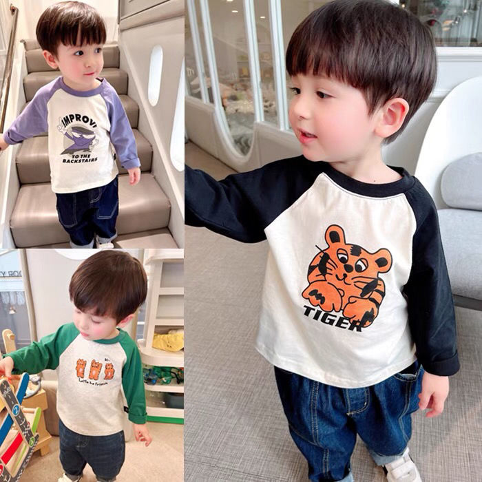 100% cotton long-sleeved T-shirt boys 2022 Korean version of small and medium-sized children's cartoon spring and autumn new T-shirt bottoming shirt