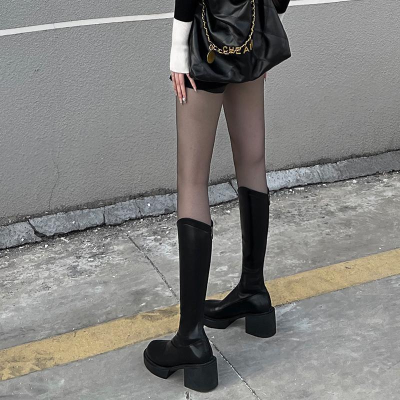 Long boots women's 2022 new high-heeled knight boots thin leg bag leg boots V mouth small bird leg skinny boots