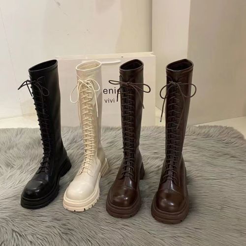Thick-soled white long boots women's shoes 2022 new spring, autumn and winter small brown summer long tube knight boots