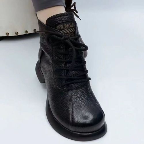 [Group of 3] Woodpecker leather boots women's 2022 autumn new all-match warm cotton boots