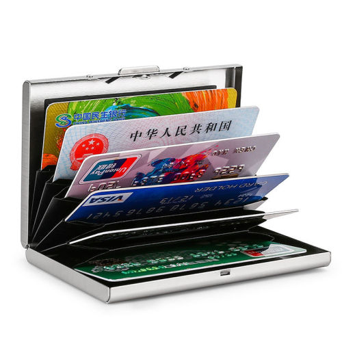 Portable anti-theft brush anti-degaussing metal card holder for men and women simple and compact shielding RFID card sleeve stainless steel card holder