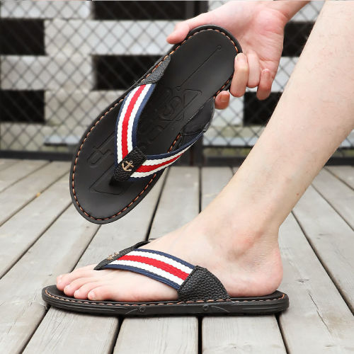 Men's word slippers high-end trendy thick bottom non-slip soft bottom wear-resistant deodorant  fashion outerwear pinch sandals