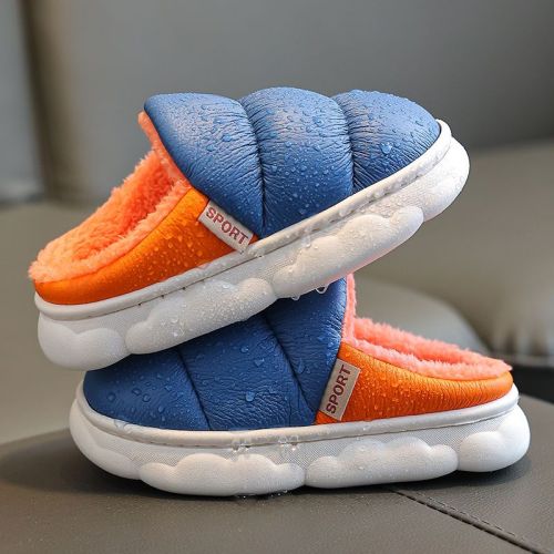 Children's cotton slippers male baby home indoor and outdoor warm waterproof non-slip winter thick-soled children's outer wear slippers