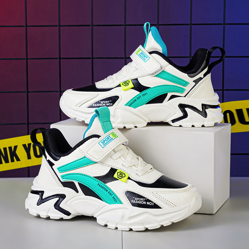 Boys' shoes 2022 autumn new middle and big children's sports shoes leather waterproof boys' shoes primary school running shoes