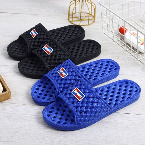 Buy one get one free / 2 pairs bathroom slippers summer indoor leaking non-slip soft bottom household bath couple slippers men