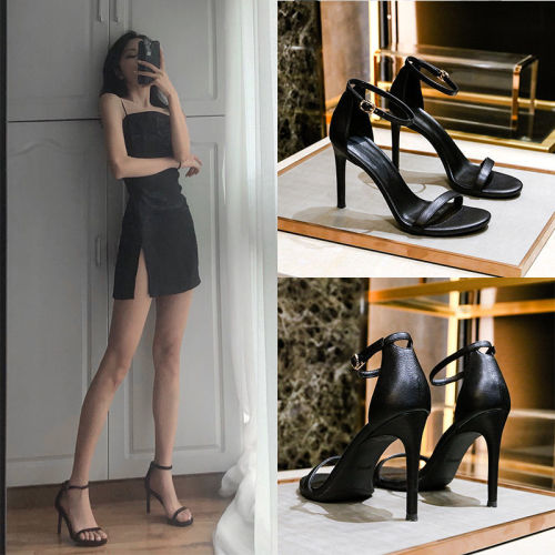 Sandals women's new high-heeled shoes stiletto sexy fashion summer wear non-slip one-word buckle ladies sandals tide