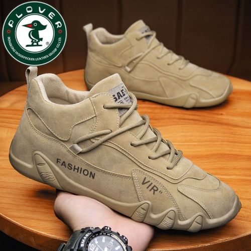 Woodpecker Genuine Official Website Martin Boots Casual Outdoor Trendy Shoes Men's High Top Snow Boots Tooling Shoes Plus Fleece Cotton Shoes