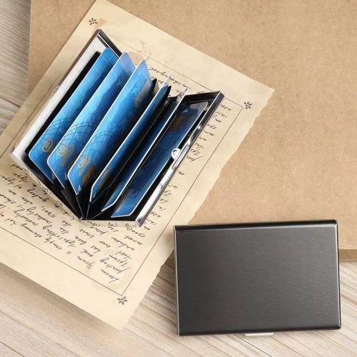 High-grade stainless steel card holder men and women metal ultra-thin anti-degaussing compact card box anti-theft brush bank card holder card holder