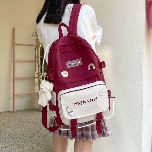 Schoolbag female ins sen series all-match junior high school students large-capacity backpack campus simple high school college students backpack