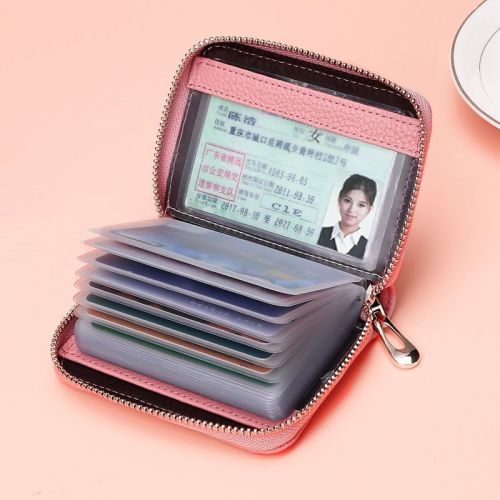 Real soft leather card bag for men and women anti-degaussing document bit large-capacity driver's license multi-card card bag wallet all-in-one bag