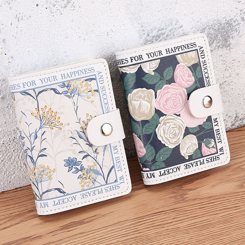 Oil painting style new card holder female anti-degaussing multi-card bank card holder document bag male large-capacity card holder