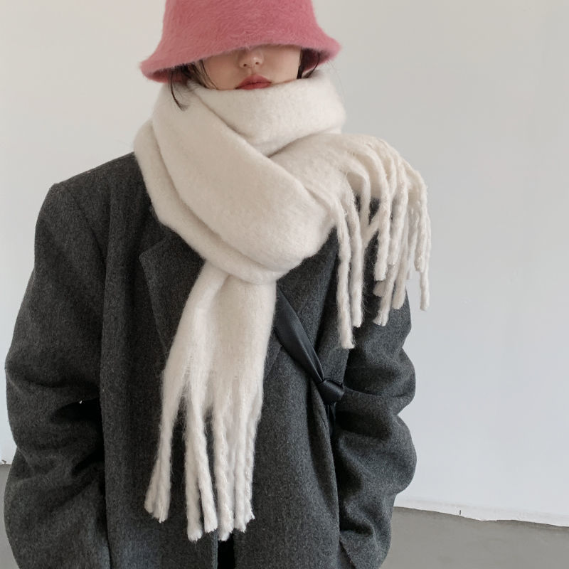 Scarf women's 2022 winter new solid color thickening and lengthening Korean version winter student all-match shawl couple models scarf