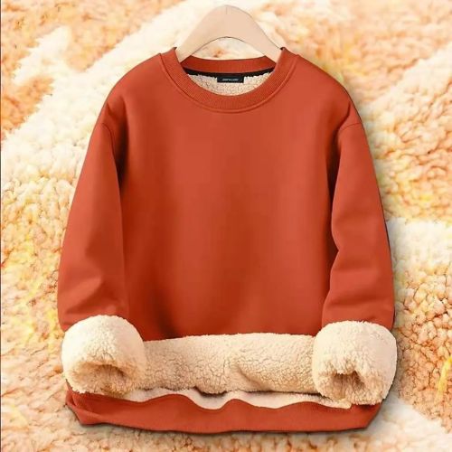 Plush thickened sweater men's winter thick warm capless top  winter super thick plus size men's lambswool jacket