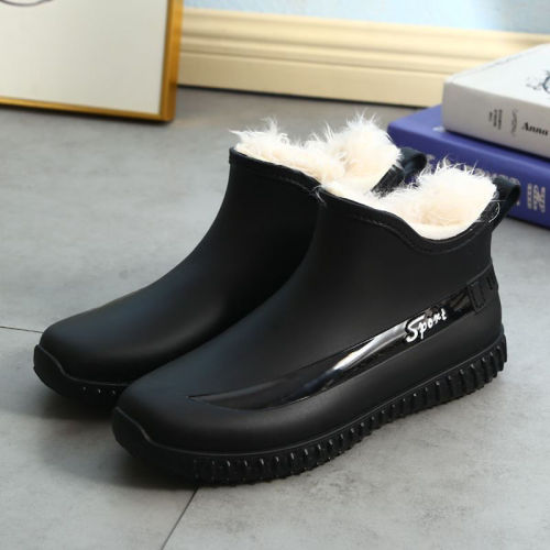 New trendy high-end rain boots men's outdoor wear-resistant velvet water shoes men's soft bottom non-slip kitchen rubber shoes waterproof rain boots