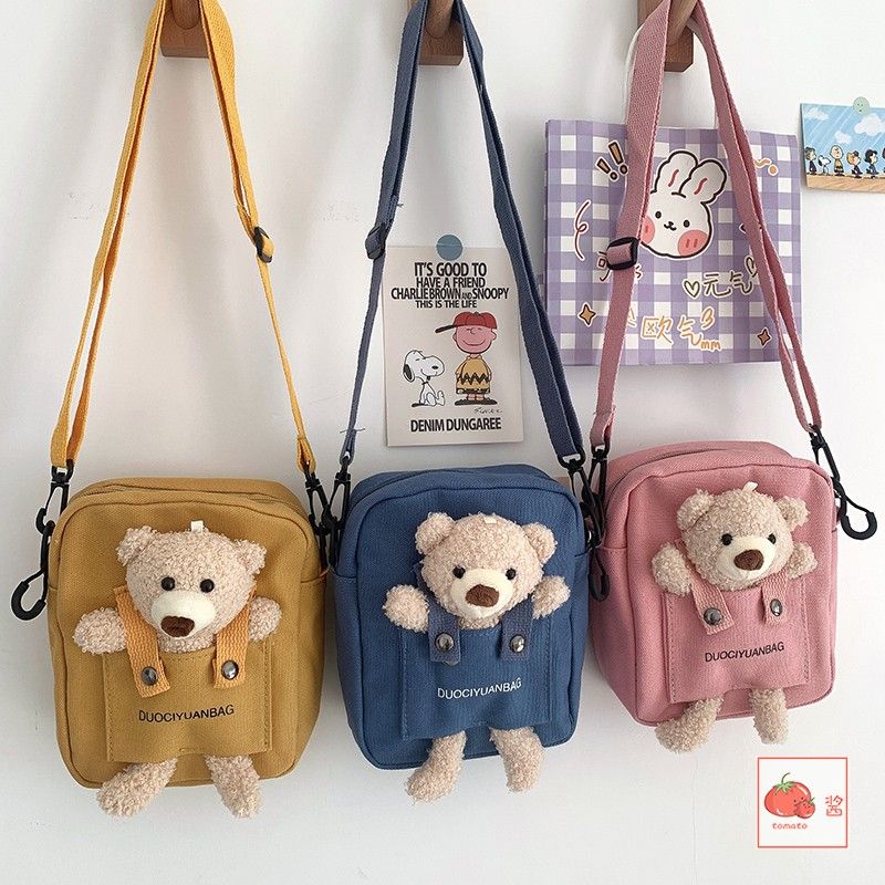 Ins Japanese all-match college casual cute cartoon Mori Korean bear retro soft girl cute shoulder Messenger bag