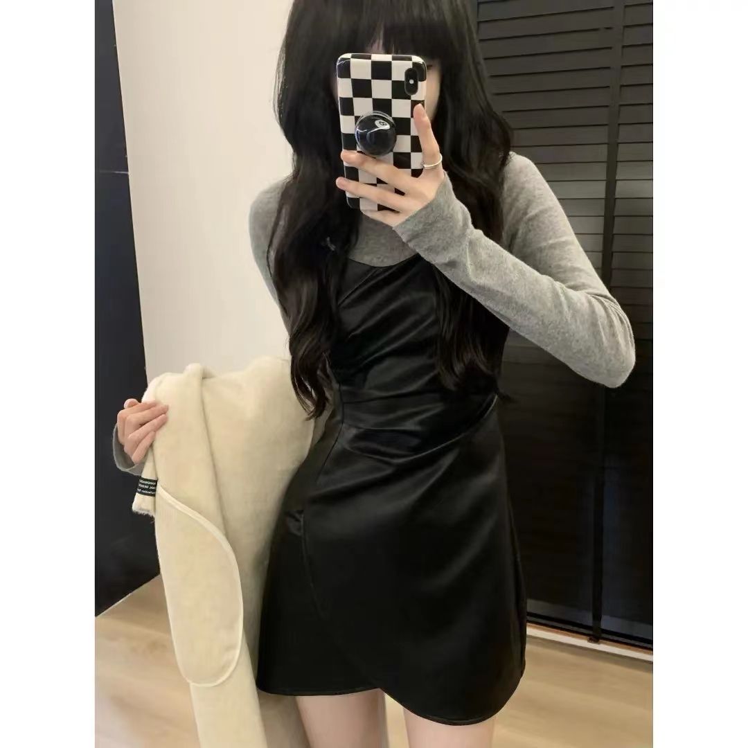 BAOZI temperament sister skirt version pleated suspender skirt B193