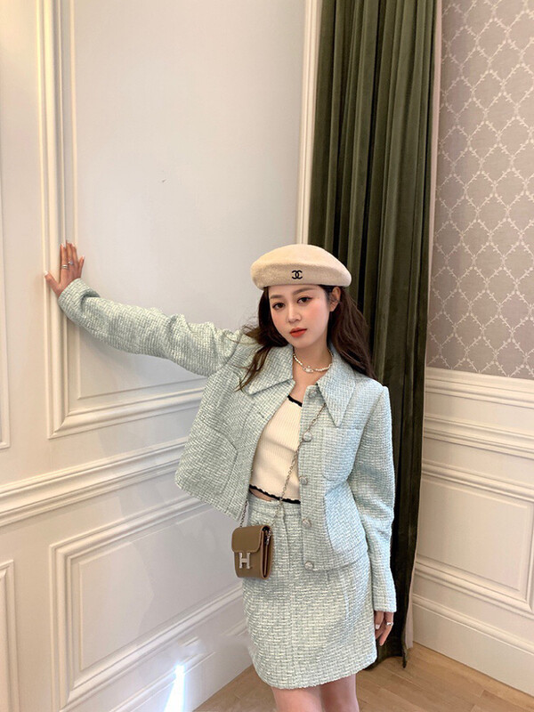 Original price 146.51! New in early autumn! [WGWE] Western-style age-reducing high-end small fragrance jacket + slim skirt suit (with detachable neckline) 1224# FHX