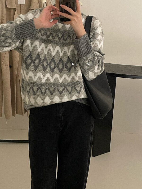 【KITTIN】Korean retro casual all-match warm sweater 1397# FHX