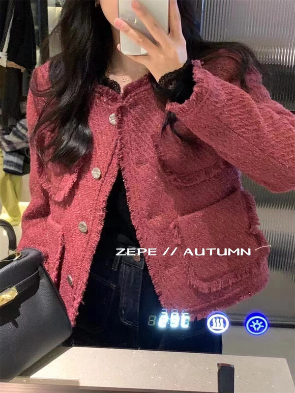 【ZE】Xiaoxiang style single-breasted comfortable warm cotton jacket H1231# L