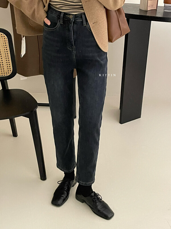 【KITTIN】Korean version plus velvet thick all-match jeans 9355# FHX