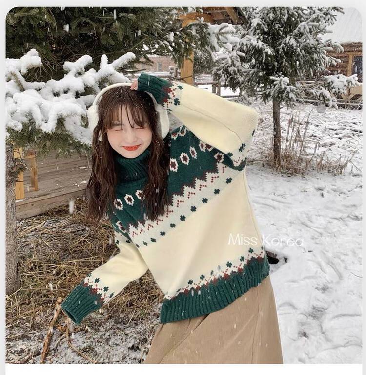 【MISS KOREA】High collar warm sweater with rich atmosphere 6386# HBX